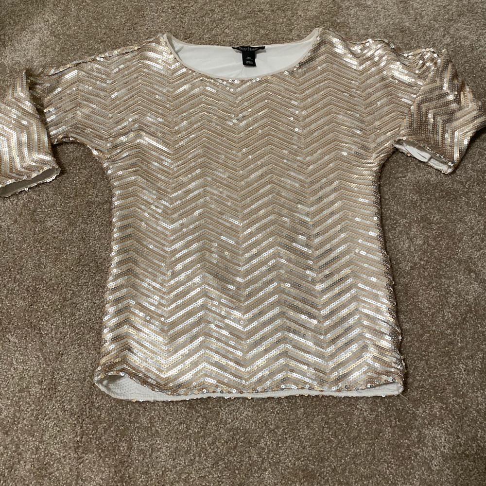 NWT WHBM Gold/Silver Blouse Tunic